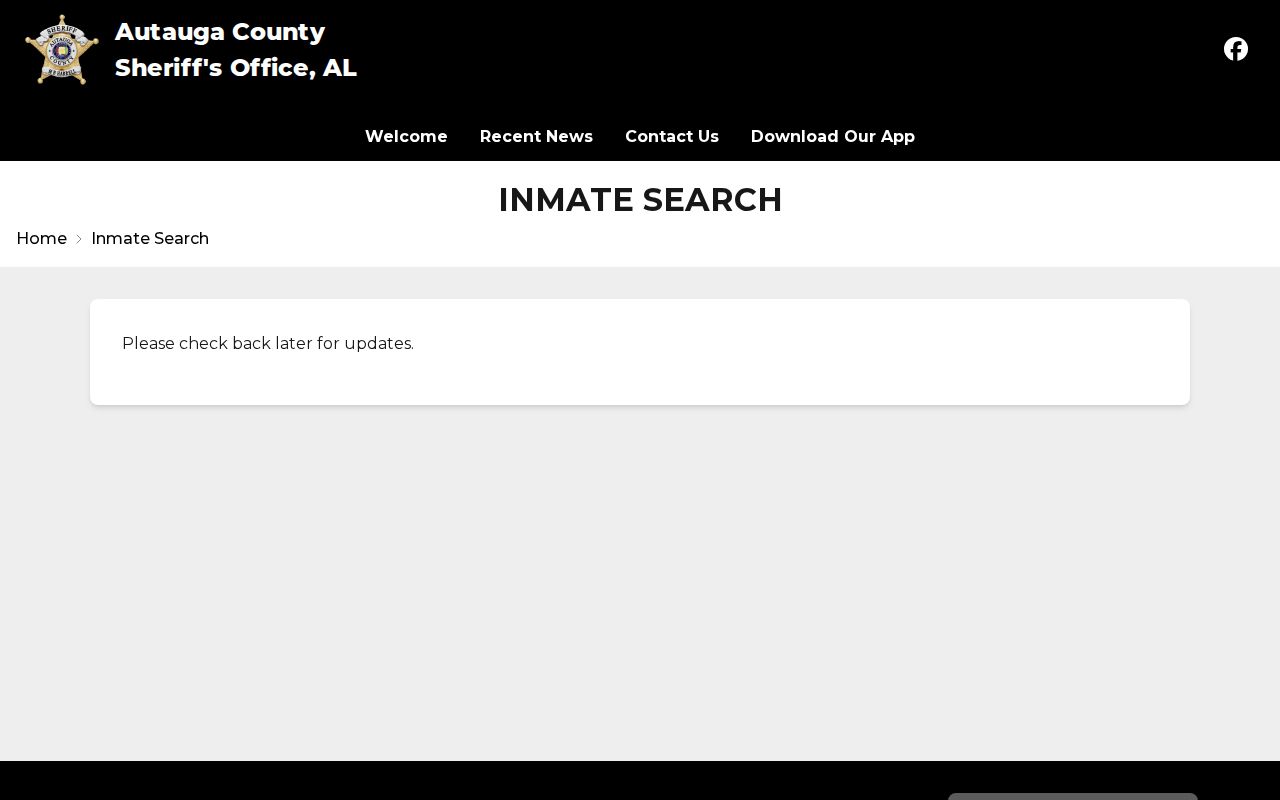Autauga County arrest lookup inmate search availability notice