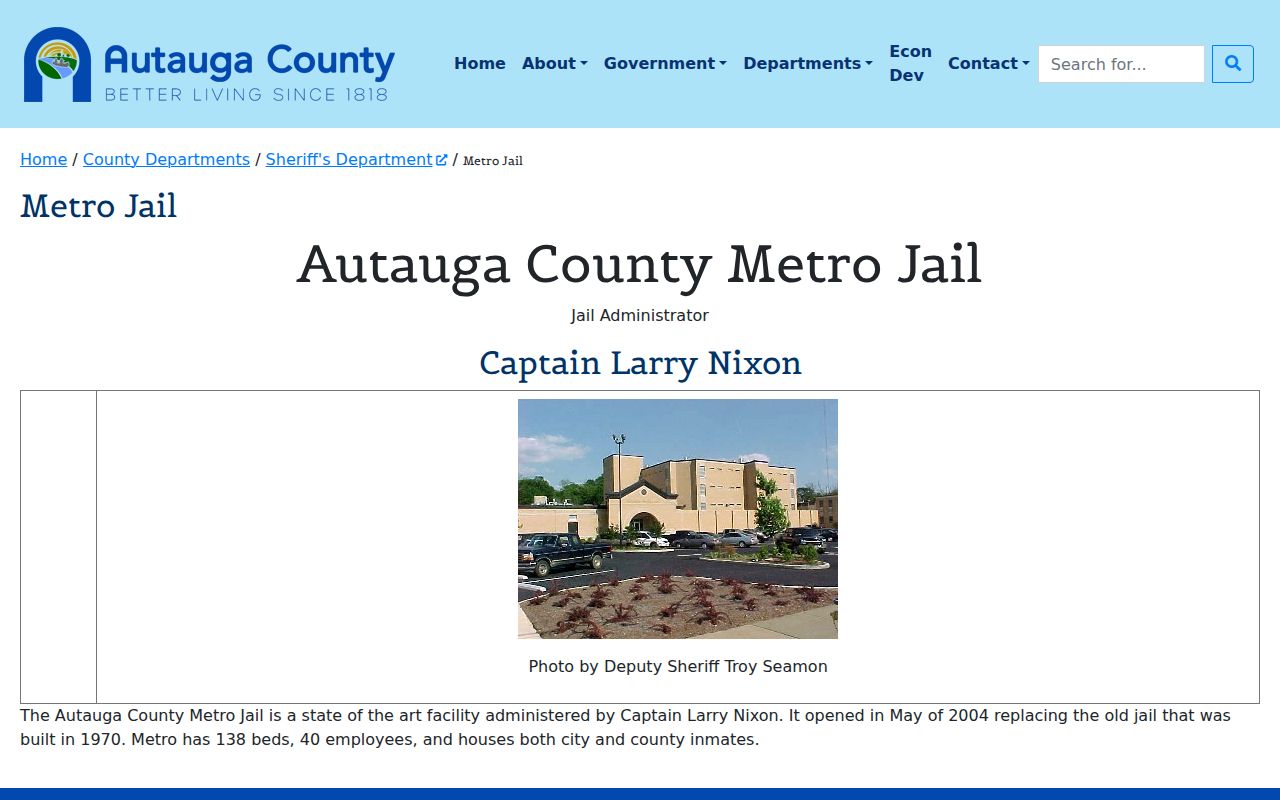 Autauga County arrest records and official Metro Jail information