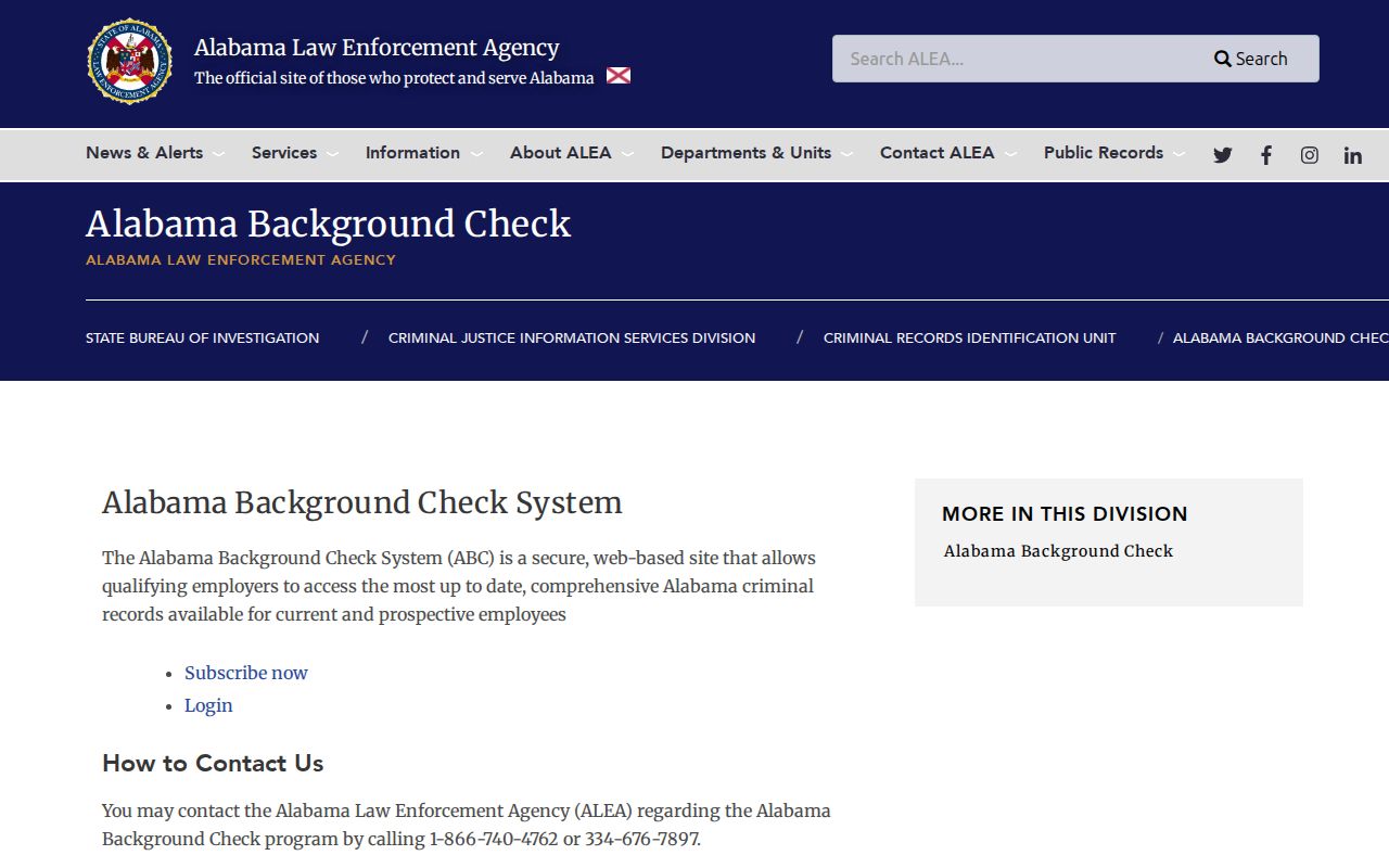 Autauga County criminal history ALEA background check instructions