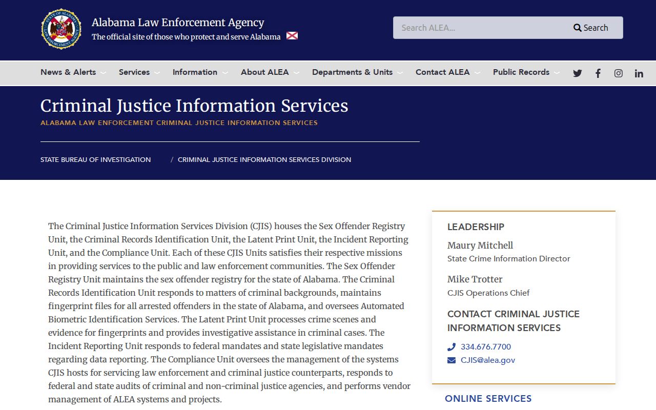 Autauga County criminal history ALEA CJIS record flow