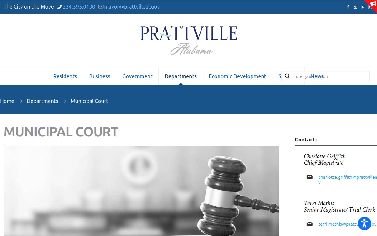 Prattville criminal records Municipal Court contacts
