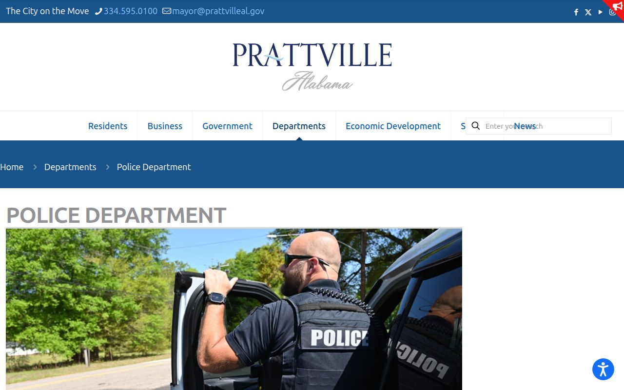 Prattville criminal records Police Department contact page