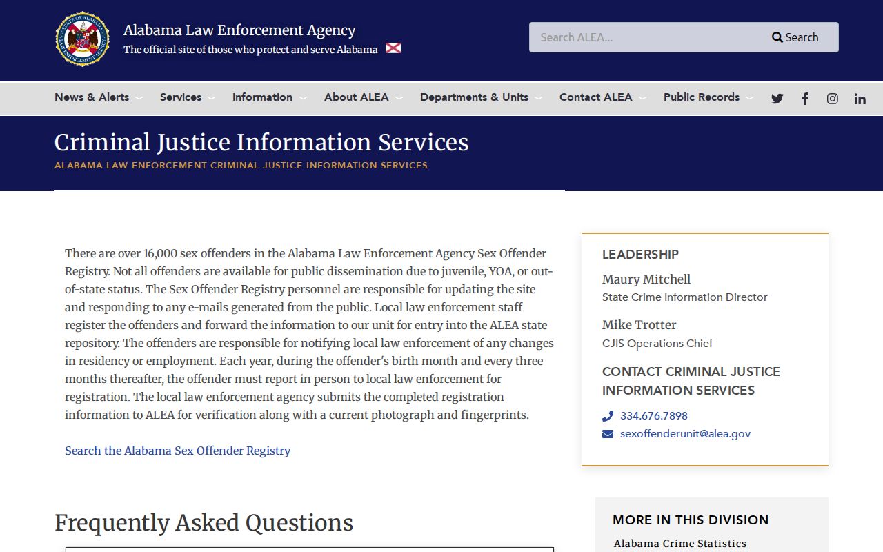 Autauga County sex offender search ALEA registry FAQ
