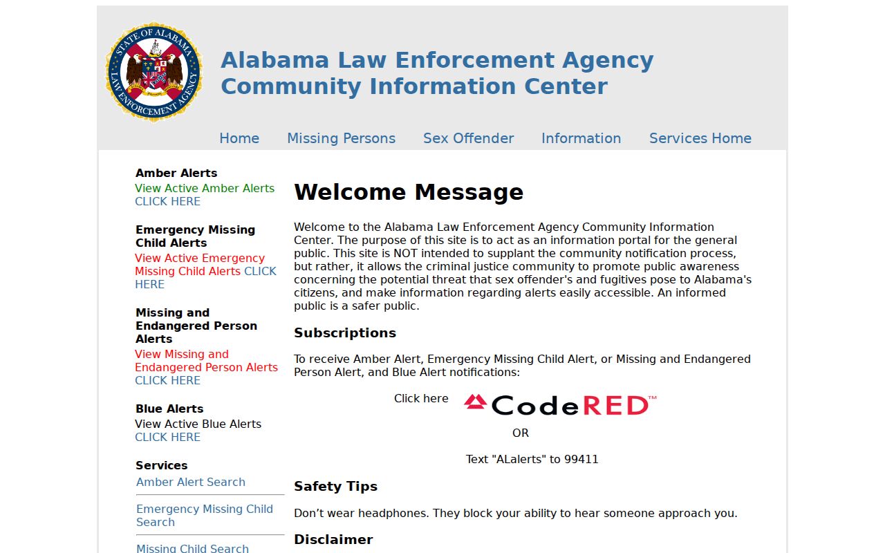 Autauga County sex offender search ALEA Community Information Center